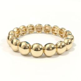 Charm Bracelets Gold Statement Alloy Metal Wide Beads Geometric Stackable Stretchy Tile Bracelet Women Female Bangles Fashion Jewellery