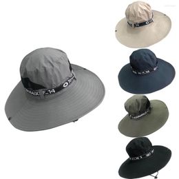 Berets Men Women Bucket Hat Round Wide Brim Foldable Casual Sun Waterproof Cap For Summer Outdoor Riding Fishing Mountaineering