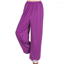 Ethnic Clothing Yoga Wushu Ice Silk Pants Women 2022 Sport Female Tai Chi Gypsy Trousers Pantalon Kungfu Online Chinese Store TA1493