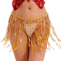 Stage Wear Womens Sparkling Sequin Belly DanceTassel Skirt Elastic Waistband Fringed Miniskirt For Dance Rave Party Performance