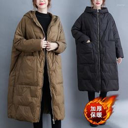 Women's Trench Coats Lightweight Down Cotton Padded Jacket Women 2022 Winter Clothes Extra Large Size Loose Long Coat Hooded Trend Outwear