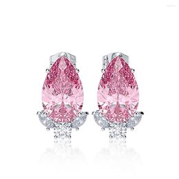 Stud Earrings 2022 Trend 925 Sterling Silver 8 13mm Water Drop Pink Sapphire Gemstone For Girlfriend Charms Wedding Fine Jewellery