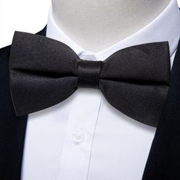 Bow Ties Novalty Bowties For Father And Son Wedding Party Accessories Luxury Silk Soild Black Men Boys