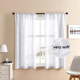 Curtain XUNTUO Thick Flax Short Sheer Curtains For Living Room Bedroom Kitchen Window Treatment Small Panels Home Decor Drapes