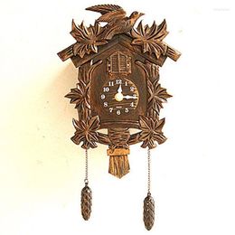 Wall Clocks TingKe Europe Retro Pastoral Style Cuckoo Bird Clock Modern Home Living Room Children's Decoration Pendant