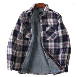 Men's Casual Shirts Fleece Shirt Jacket Plaid For Men Winter Thermal Lined Flannel Soft Warm Outdoor Sports Male Jackets