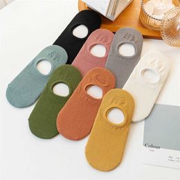 Socks Hosiery Women's Slippers New Summer Thin Cotton Breathable Boat Candy Colour Invisible Japanese Style Non-slip T221102