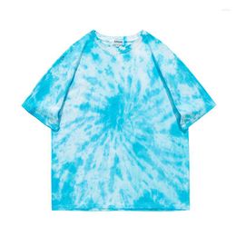 Men's T Shirts Tie-Dye Blue Mens Designer Clothes Hip Hop Short Sleeve T-Shirts Summer High Quality Cotton Oversized Loose Streetwear