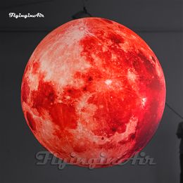 Personalized Large Lighting Inflatable Moon Balloon LED Solar System Planet Red Air Blow Up Super Moon For Party Event And Music Festival Decoration