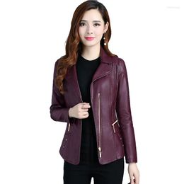 Women's Leather Spring And Autumn Small Jacket Coat Ladies Short Slim Zipper Mother Models Large Size Pu Jackets Women's