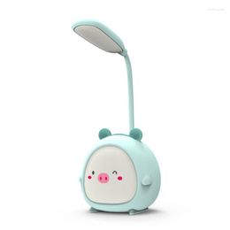 Table Lamps Cartoon Pig Usb Recharge Battery Led Lamp Child Eye Protection Hose 360 ° Any Angle Desk Night Light