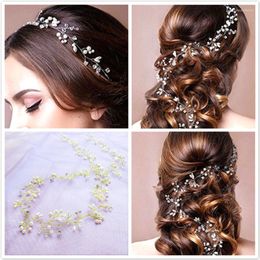 Headpieces 35cm Crystal Pearl Hair Belt Wedding Bridal Ornaments Headwear Decorations For Brides Accessories