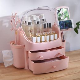 Storage Boxes Portable Cosmetic Box Dust-Proof Lipstick Skin Care Products Dressing Table Home Desktop Large-Capacity Rack