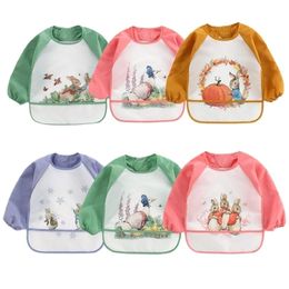 Bibs Burp Cloths Cute Baby Toddler Baberos Bavoir Waterproof Long Sleeve Apron Cartoon Animals Children Feeding Smock Bib Stuff 03Y 221107