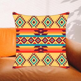 Pillow Yellow Geometric Throw Cover Aztec Ethnic Southwestern Bohemian Home Decorative Case 45x45cm