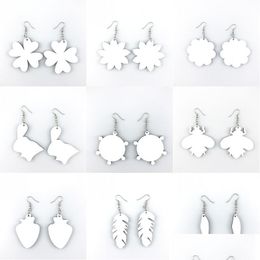 Party Favour Sublimation Blank Earrings Thermal Transfer Printing Diy Star Heart Flower Leaf Shaped Earring Gift Party Favours Drop De Dhaza