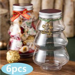 Gift Wrap 6pcs Christmas Tree Sweet Jar Kids Favour DIY Candy Cookie Snack Chocolate Packing Decoration Boxes