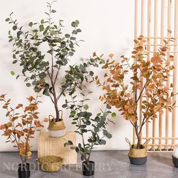 Decorative Flowers Large Artificial Tree Eucalyptus Plant Home Living Room Decor Fake MoneyLeaf Outdoor Wedding Garden Decoration Potted