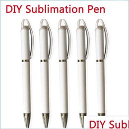 Ballpoint Pens Sublimation Blank Ballpoint Pen White Diy Advertising Business Heat Transfer Printing Gel Drop Delivery Office School Dho35