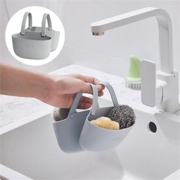 Kitchen Storage Sink Caddy Draining Basket Double Pocket Water Proof Easy To Clean TPR Rubber Soap Sponge Holder For