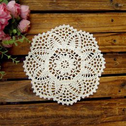 Table Mats About 20 CM Round Colorful Cotton Lace Doily Crochet Placemat Crafts Cup Coffee Kitchen Accessories