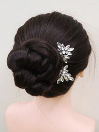 Headpieces Elegant Women Rhinestone Bridal Hairpins Tiara Wedding Hair Clips For Bride Headdress Luxury Pins 2PCS Party Hairpieces