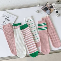 Socks Hosiery Fashion For Women 1 Pair New Autumn Winter Korean Style Striped Female Breathable Fresh Cute Long Pile Cotton T221102