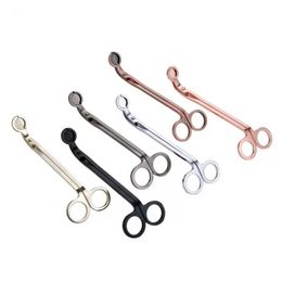 DHL Candle Wick Trimmer Stainless Steel scissors trim wick Cutter Snuffer Round head 18cm Black Rose Gold Silver Red Bronze B1108