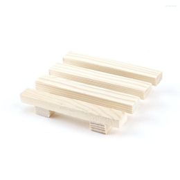 Soap Dishes Wooden Tray Holder Storage Rack Plate Box Container Drain Portable Bathroom Dish