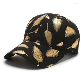 Ball Caps Fashion Bronzing Snapback Hat Gorras Para Hombre Casquette Femme Hip Hop Women's Hats Feather Print Baseball Cap Women Men