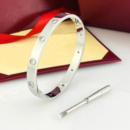 2022 New Titanium Steel Love carti Bracelet Bangles for Women Men 4CZ Screwdriver Bracelets Gold Silver Rose Bracelet Jewellery with velvet 10 full Cz