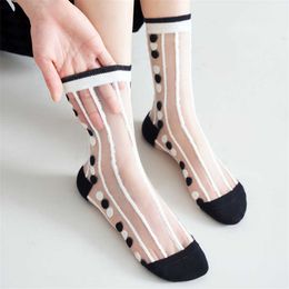 Socks Hosiery Women Socks 2022 New Summer High Quality Breathable Heart Design Cute Long Socks Women Transparent Casual Fashion Korean Style T221102