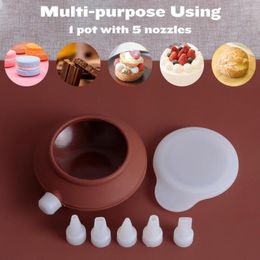 Baking Tools 1SET Tea-pot Shaped Large Size Food Degree Silicone Piping Pot Dessert Decorators For Milk Sauce Macaron Decoration QA 252