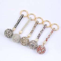 Rhinestone Leather Strap Crystal Ball Car Keychain Charm Pendant Key Ring For Women DE909