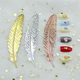 Handmade Leaf Shape Page Markers Gold Silver Plated Bookmark Metal Feather Students Stationery Book Darts