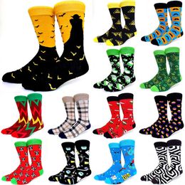 Socks Hosiery 50 StyleFashion Cool Colorful Men Big Socks Happy Funny Socks Pitbull Bat Skull Tiger Watermelon Strawberry Dragon Fruit Pattern T221102