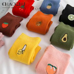 Socks Hosiery CHAOZHU Classic Loose Socks Embroidery Peach Avocado Banana Peach Watermelon Fashion Lady Cute Street Ootd Cute Calcetines T221102