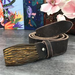 Belts Metal Vintage Belt Buckle Leather Men Long Jeans For Ceinture Cowboy Western Waist Trouser MBT0039