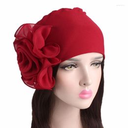 Ethnic Clothing Fashion Big Flower Muslim Hijab Hat Women Headscarf Cap Soft Comfortable Chemotherapy Bonnet Islamic Party Turban