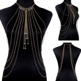 Pendant Necklaces Fashion Stunning Sexy Body Belly Silver Gold Tone Jewellery Chain Bra Slave Harness Necklace Tassel Waist DFJ505043