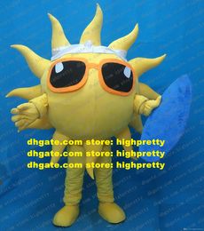 Yellow Sun With Glasses Mascot Costume Adult Cartoon Character Outfit Suit Exhibition Exposition Marketing Planning zz7928