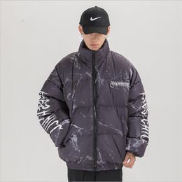 Men's Down Fashion Hip Hop Jacket Parka Hurt Bear Print Men Winter Oversize Windbreaker Streetwear Harajuku Padded Coat Warm Outwea