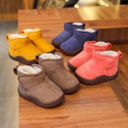 Boots 0-5 Years Baby Shoes Boys Girls Winter Warm Plush Toddler Snow Kids Fashion Colour Matching Sneakers Anti-Slip Infant