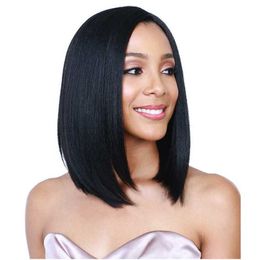 Hair Lace Wigs Women's Middle Point Bangs Medium Straight Hair Shoulder gth Fashion Wig Set