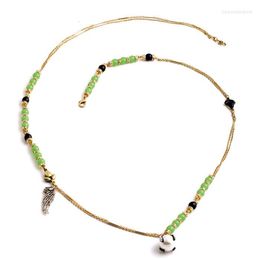 Pendant Necklaces Bulk Price Necklace Multilayer Green Long Crystals Beads Gold Colour Chain For Women Classical Vintage Accessory