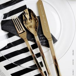 Dinnerware Sets Travel Cutlery Set Coffee Spoon Dessert Fork Stainless Steel Dinner Golden Tableware Kitchen Utensils Talheres