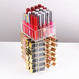Storage Boxes 2 Layers Tidy Lipstick Holder Transparent Acrylic Plastic Dress Table Cosmetic Box 360 Degree Rotate Organiser
