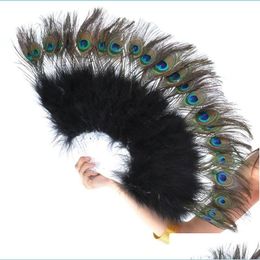 Party Favor Peacock Feather Hand Fan Dancing Bridal Party Supply Decor Chinese Style Classical Fans Favor P1013 Drop Delivery Home G Dhstr