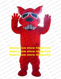 Mascot Costume Red Wolfhound Wolomute Alaskan Malamute Samoyed Doberman Dog Character Large Buckteeth Black Sunglasses zz4255