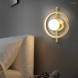 Wall Lamps Modern Lamp Led Glass Ball Gold Simple Aisle Lighting Corridor Entrance Balcony Luxury Bedroom Porch Ceiling Decor Light